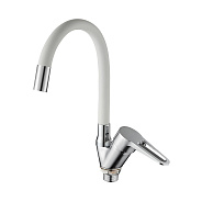 Смеситель для кухни с гибким изливом D-Lin D150303-3, хром/белый