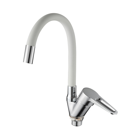 Смеситель для кухни с гибким изливом D-Lin D150303-3, хром/белый