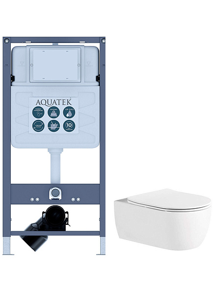 Set AQUATEK ЕВРОПА New-INSP01 рама AQUATEK INSP-0000001 +звукоизоляционная прокладка+унитаз ЕВРОПА AQ1106L-00+тонкое сиденье с механиз