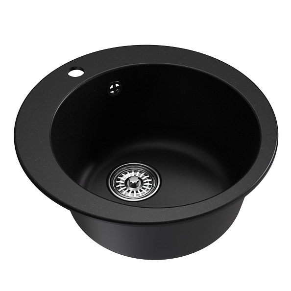 Мойкa MIXLINE ML-GM13 круглая  ультра-черная (344) 495мм (глуб. чаши 200) NEW (551898)