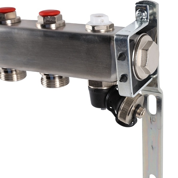 Коллектор Rommer 1"x3/4" на 8 контуров с запорными клапанами (нерж. сталь) (RMS-3201-000008)