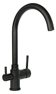 Смеситель Славен для кухни с высоким изливом, с подключением фильтра, черный Город (СЛ-ОД-Д75)