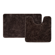 Набор ковриков для ванной комнаты, 50х80 + 50х50, микрофибра, темно--коричневый, IDDIS, BSET08Mi13
