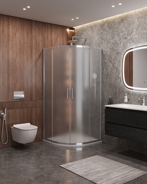 Душевой уголок Cezares Molveno 90x90x195 мм, полукруглый, хром (MOLVENO-R-2-90-P-Cr)
