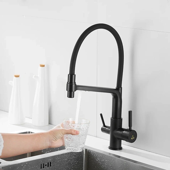 Смеситель для кухни Rose R658H, черный