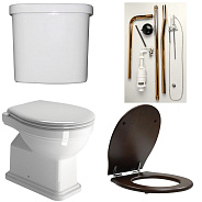 871111+878011+BOBR+MS87NC CLASSIC SET Приставной унитаз со сливом в стену+Бачок верхний+Смывной механизм с высокой трубой БРОНЗА+Сиденье Орех грецкий