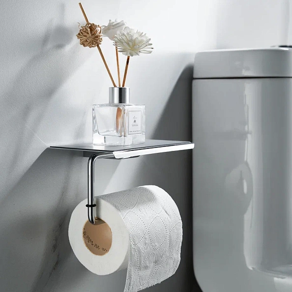 Держатель для туалетной бумаги с полочкой Shevanik SZ15, хром