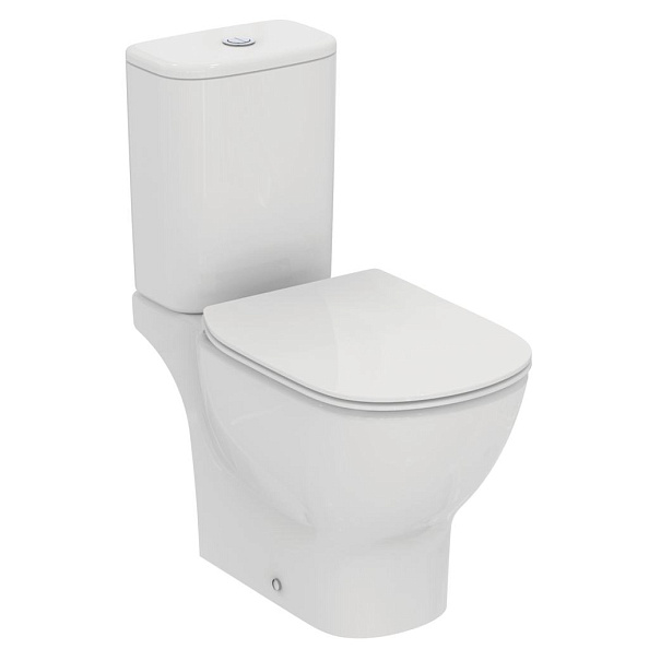V0006D Промо-комплект 3 в 1 TESI AquaBlade® Напольный пристенный унитаз с бачком , горизонтальный (универсальный) выпуск, глубокий смыв, тонкое крышк