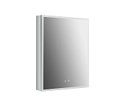 AQ7603B-MLC Алюминиевый зеркальный шкаф 600*800*133,крепеж.Одна зерк.дверца (петли слева),антизапотевание,акрил. подсветка, петли BLUM