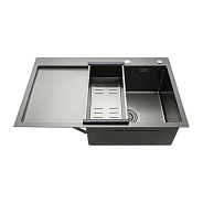 Кухонная мойка с коландером GAPPO GS7850-6R, графит