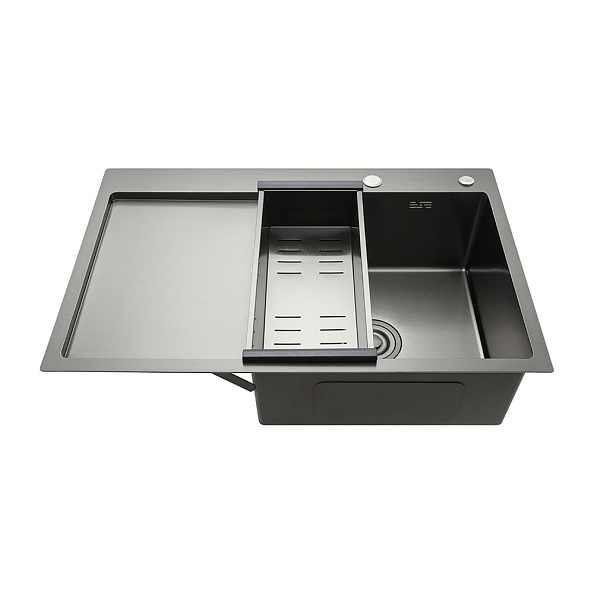 Кухонная мойка с коландером GAPPO GS7850-6R, графит