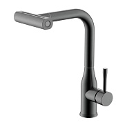 Смеситель Splenka S206.49.09 для кухни мультирежимный поворотный выдвижной излив, графит