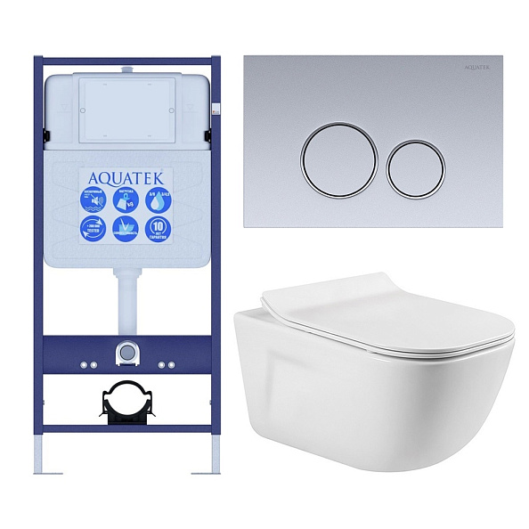 SET AQUATEK ДИВА-019 4в1 (рама AQUATEK Standard INS-0000012+ кркпеж KKI-0000002+клавиша KDI-0000019+унитаз ДИВА AQ2012-00 с тонким сиденьем soft-close