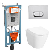 9004B003-7202 Комплект: Integra Round у-з подвес. б/о с тонкой дюропластовой крышкой МЛ+ инсталляция+ панель смыва матовый хром