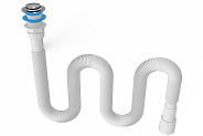 Сифон NOVA 1 1/2"- Ø40/50   гофрированный (удлиненный), с механизмом click-cluck, l=1400 мм (1201)