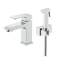 Смеситель Raglo R01.12 для раковины с гигиеническим душем монолитный, хром