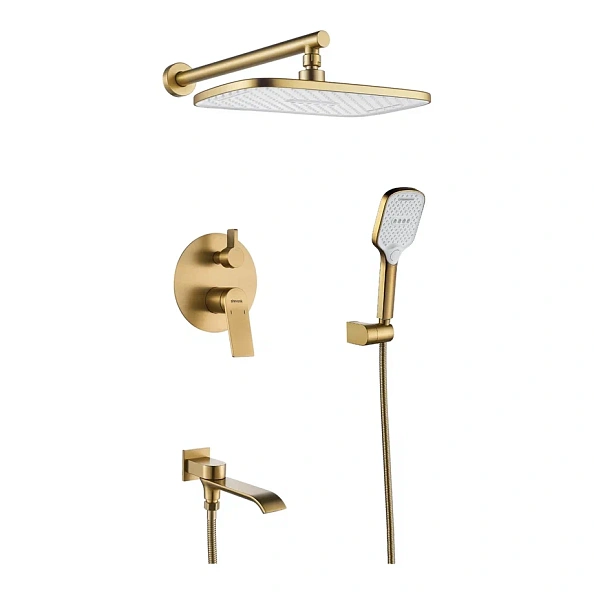 Душевая система встраиваемая Shevanik S4135G, золотой сатин