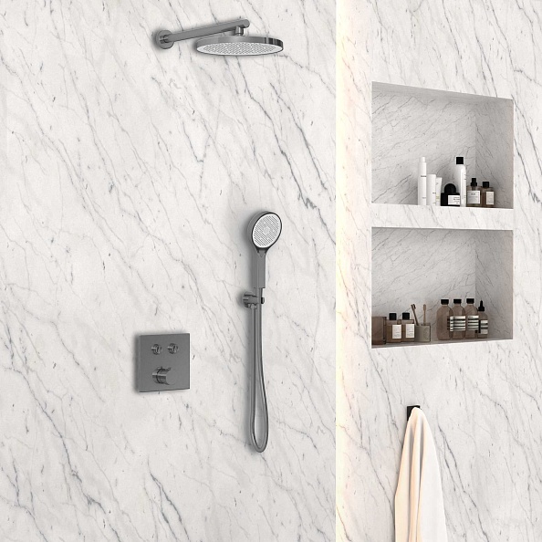 Душевой комплект Vincea VSFW-4212GM встраиваемый, 2 режима, вороненая сталь