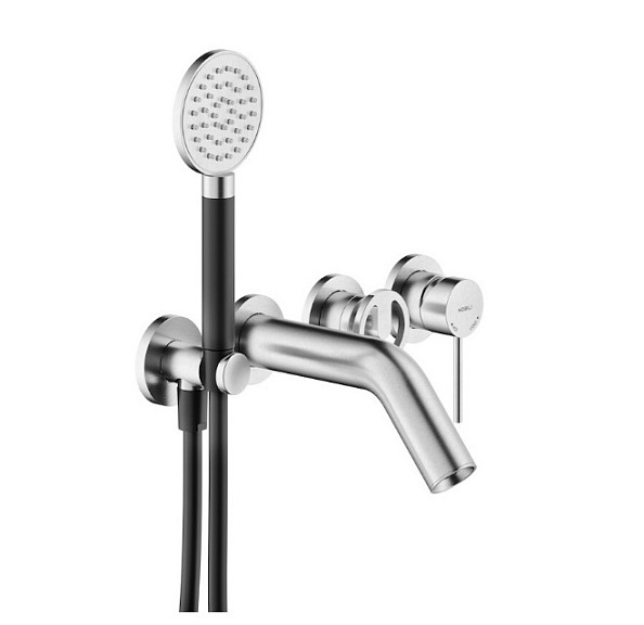 Cмеситель для ванны Nobili SOLE, с душевой лейкой (внешняя часть), шлифованный хром (WEBK110/91SOIX)