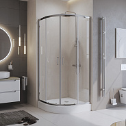 Душевой уголок BelBagno Uno 90x90x195 см, полукруглый, хром (UNO-195-R-2-90-C-Cr)