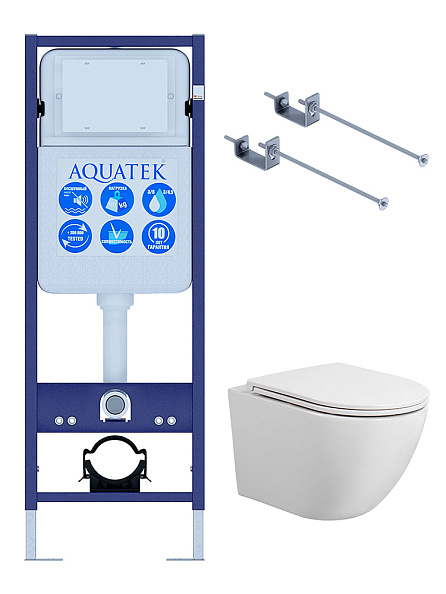 SET AQUATEK ЕВРОПА T-17-KKI1 (рама AQUATEK Standard INS-0000017+крепеж KKI-0000001+унитаз ЕВРОПА AQ1900T-00 с тонким сиденьем soft-close)