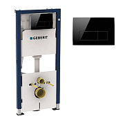 458.128.DW.1 Инсталляция Geberit Duofix для подвесного унитаза, 112 см, со смывным бачком Delta 12 см, смывная клавиша Delta50 черный глянцевый