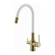 Смеситель для кухни BELZ корпус золотой излив белый (B76814-5)