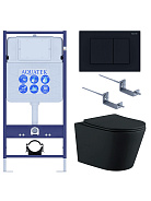 Set AQUATEK ВЕГА (рама AQUATEK Standard INS-0000012 с звукоиз.прокладкой+крепеж KKI-0000002+кнопкаKDI-0000012+унитаз ВЕГА AQ1905-MB с крышкой-сиденьем