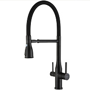 Смеситель для кухни с гибким изливом и подключением фильтра GAPPO G4399-76, черный