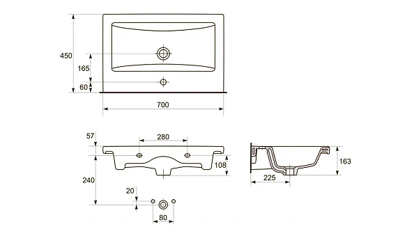 Раковина Cersanit Como S-UM-COM70/1, 70 см