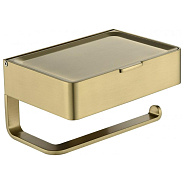 Держатель для туалетной бумаги с полочкой Grocenberg AC0050MG, матовое золото