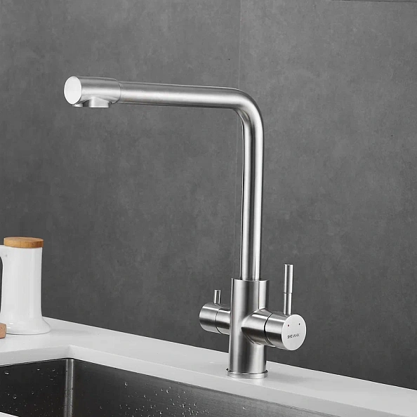 Смеситель для кухни с подключением фильтра Shevanik S868B, сатин