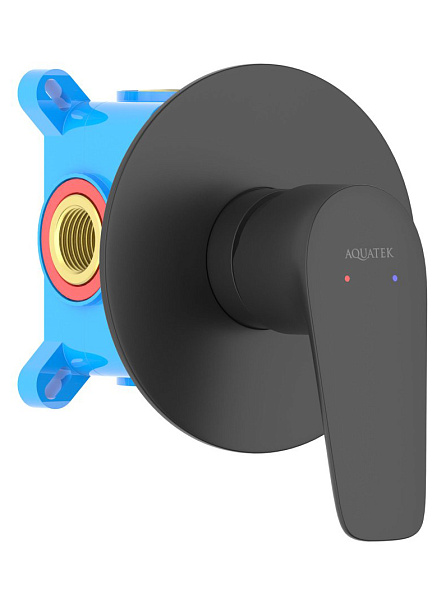 Смеситель для душа AQUATEK БЕТТА, внешняя и скрытая часть, матовый черный AQ1166MB