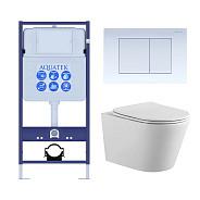 Set AQUATEK ВЕГА (рама AQUATEK Standard INS-0000012 с звукоиз.прокладкой+крепеж KKI-0000002+кнопкаKDI-0000009+унитаз ВЕГА AQ1905-00 с крышкой-сиденьем