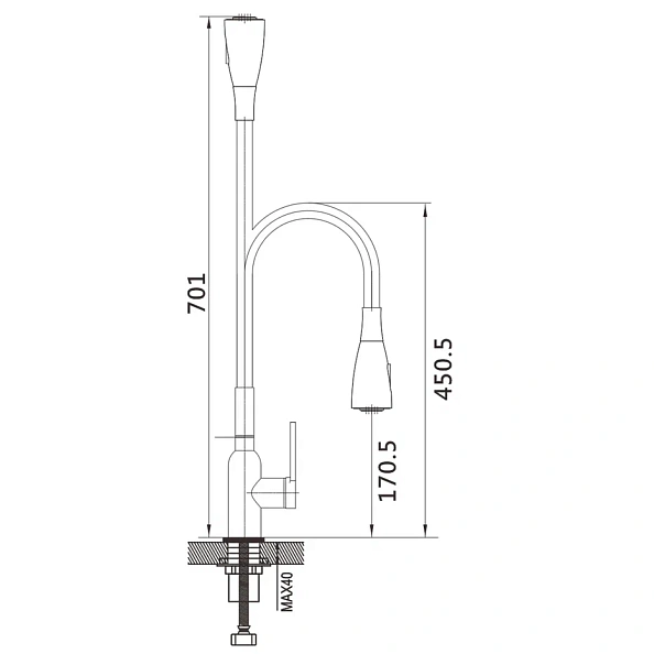 Смеситель для кухни с гибким изливом Shevanik S843C-1, белый
