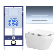 SET AQUATEK ЛЕЯ-016 4в1 (рама AQUATEK Standard INS-0000012+крепеж KKI-0000002+клавиша KDI-0000016+унитаз ЛЕЯ AQ1199-00 с тонким сиденьем soft-close)