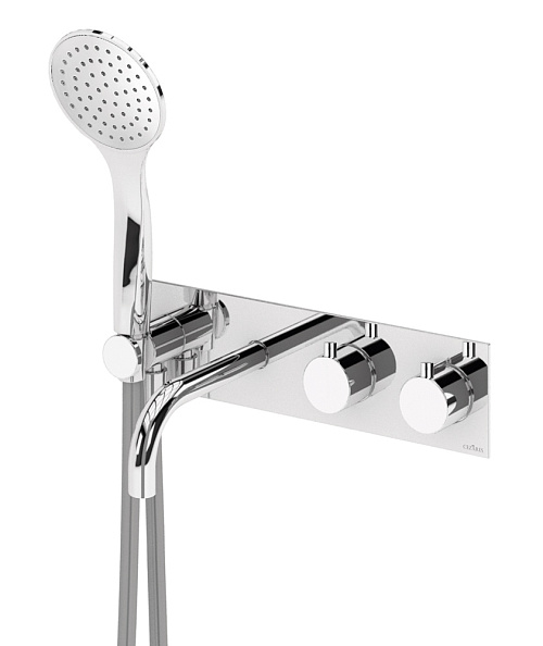 Встраиваемый термостатический смеситель для ванны и душа однорычажный Cezares Czr, черный матовый (CZR-B-VDM2-T-NOP)