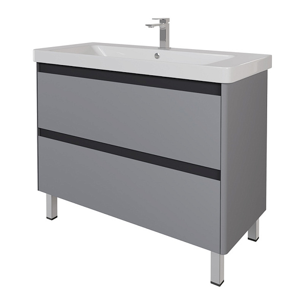 Тумба с раковиной подвесная/напольная Dreja Luxury Plus 105 см, серый базальт