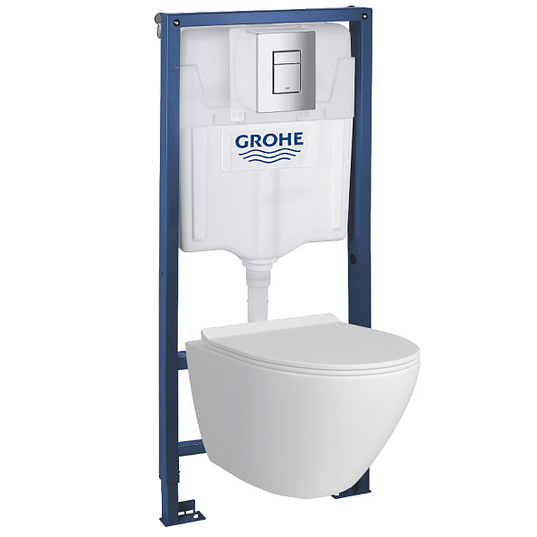 Комплект инсталляция и унитаз подвесной безободковый Grohe Rapid SL GH, белый (39183001)