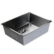 Мойка подст.монтаж MIXLINE ПРО 53х43 (3,0) вып 3 1/2" 22см с сифоном (черный графит НАНО декор) (557734)