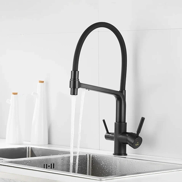 Смеситель для кухни Rose R658H, черный