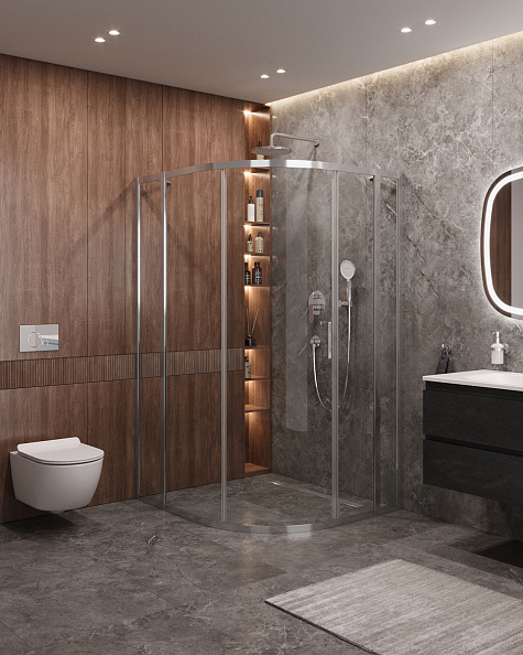 Душевой уголок Cezares Molveno 120x110x195 мм, полукруглый, хром (MOLVENO-RH-11-120/110-C-Cr-IV)