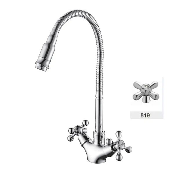 Смеситель для кухни с гибким изливом D-Lin D153819-Q, хром