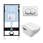 EDF103-CP Унитаз c инсталляцией Struktura, сиденье тонкое микролифт, панель для двойного смыва, хром (E36495-NF+E36496-CP+EDF102-00+E70025-00)