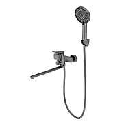 Смеситель Splenka S54.22.09 для ванны и душа универсальный поворотный излив 35 см, графит