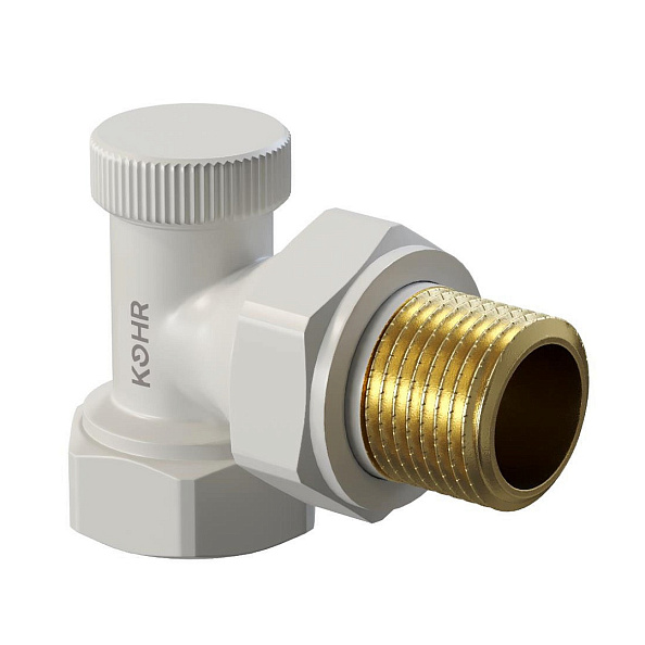 Вентиль на обратную подводку Kohr 1/2" угловой, белый (KLC 0012W)