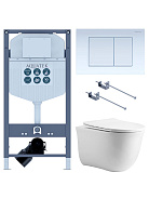 SET КЛАССИК cm-INS23-009 4в1 (рама AQUATEK INS-0000023 +крепеж KKI-0000001 +кнопка KDI-0000009 +унитаз AQ1112-00 с крышкой sc)