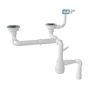 Сифон для двойной кухонной мойки с переливом Nova NV1197