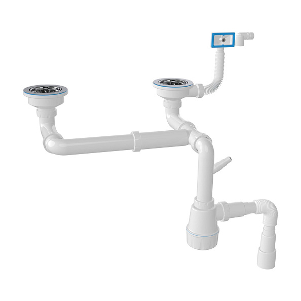 Сифон для двойной кухонной мойки с переливом Nova NV1197