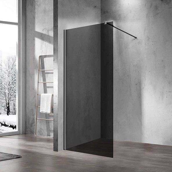 Душевая перегородка Vincea Walk-In (VSW-1H100CGGM) 1000х2000 мм, вороненая сталь, стекло тонированное